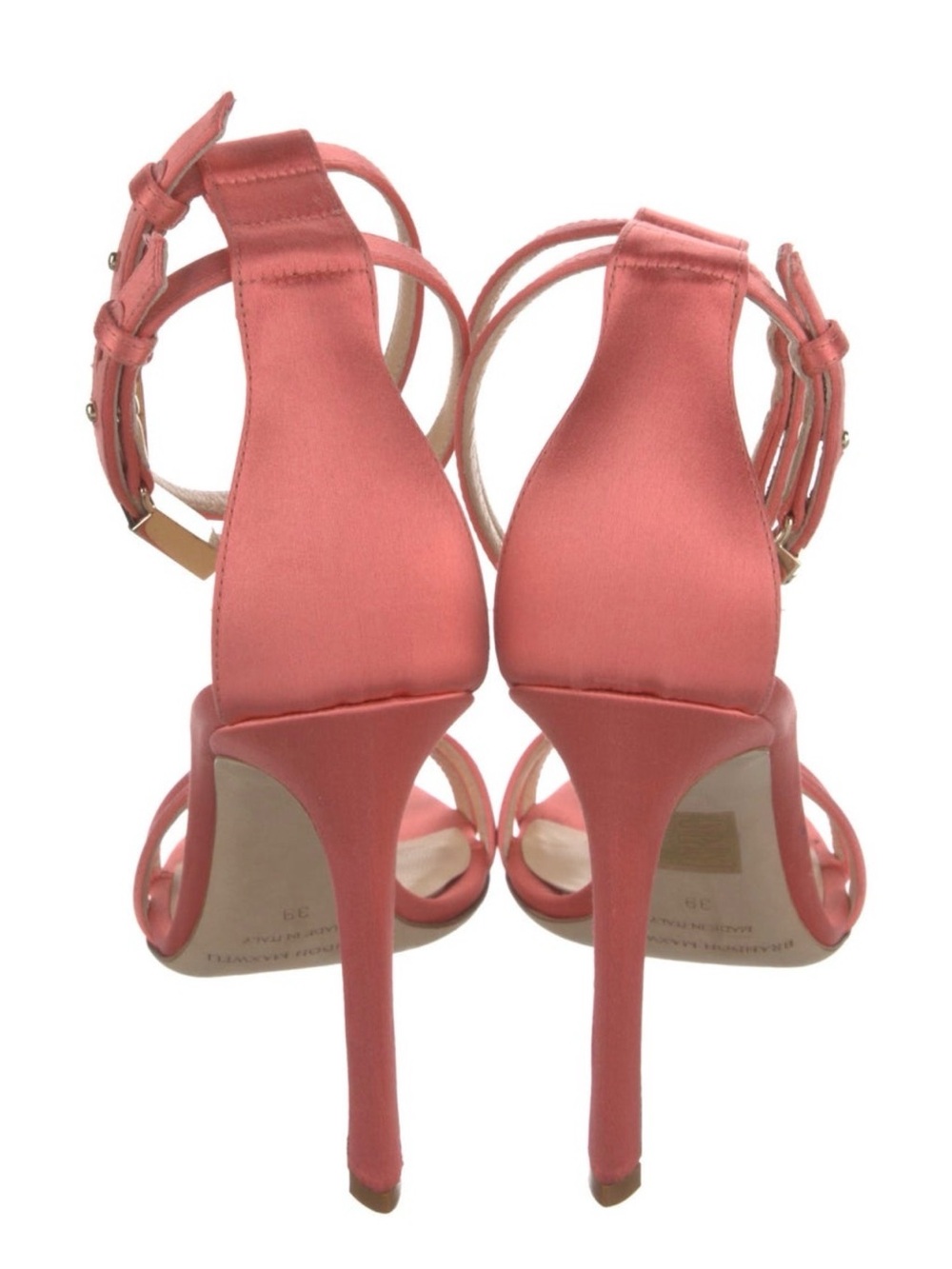 Brandon Maxwell Classic Double-Strap Ankle Wrap High Heel Sandal in Coral Pink - Picture 2 of 4